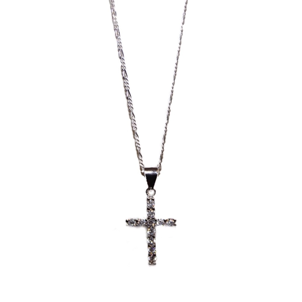 Ecyoj CZ collection mini bless me cross necklace